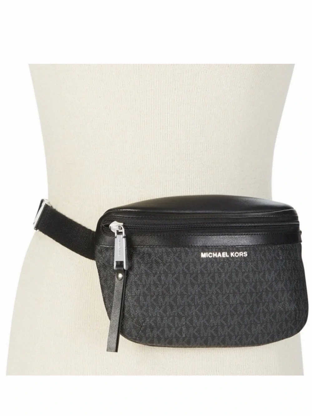 Michael Kors Fanny Belt Bag Black and Sliver NEW